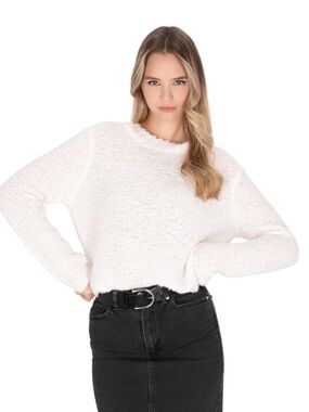Vintage FairSet White Popcorn Boucle Crew Neck Sweater (M)